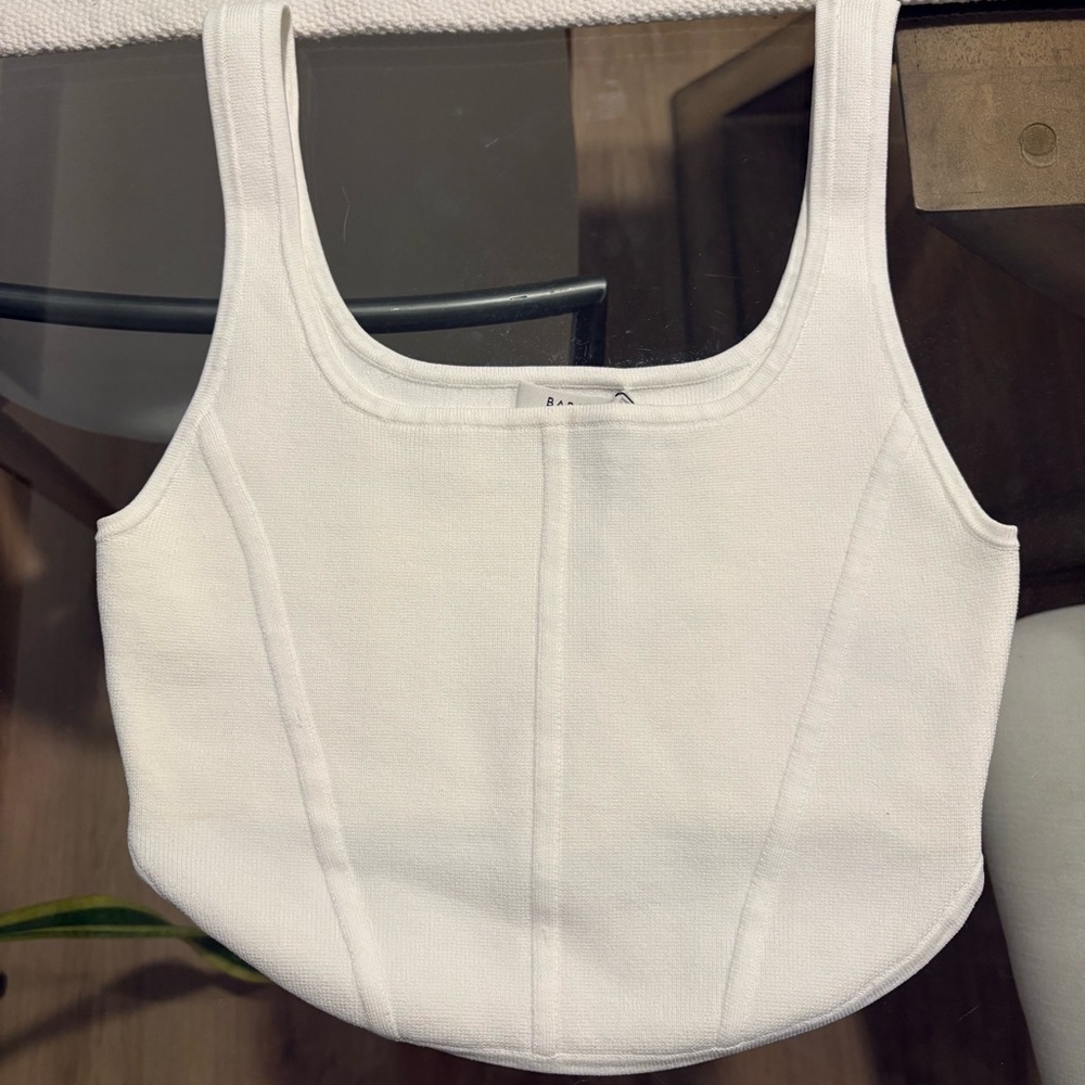 Aritzia- Babaton White Sculpt Knit Bustier